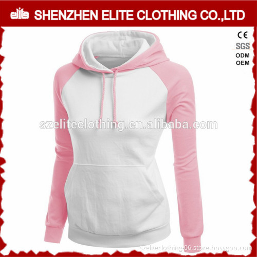 Plain High Quality Pink and White Womens Hoodies in Bulk